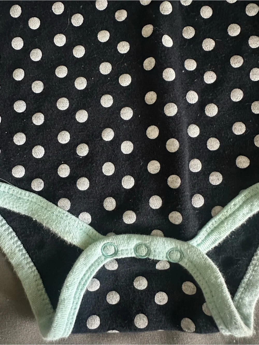 Baby Gear Polka Dot Bodysuit Black Mint Green Trim 3-6 Months